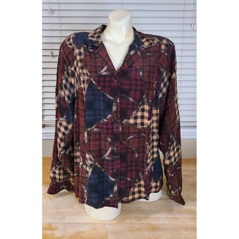 Size 10 Annie Alexander 100% Silk Button Front Top